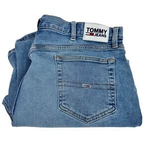 Tommy Hilfiger Jeans Mens 42 (42x31 ACTUAL) Slim Blue Denim Logo Patch